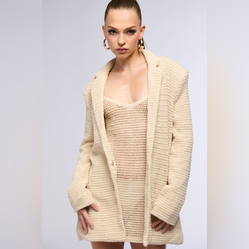 AKIRA Label Classic Oversized Crochet Blazer